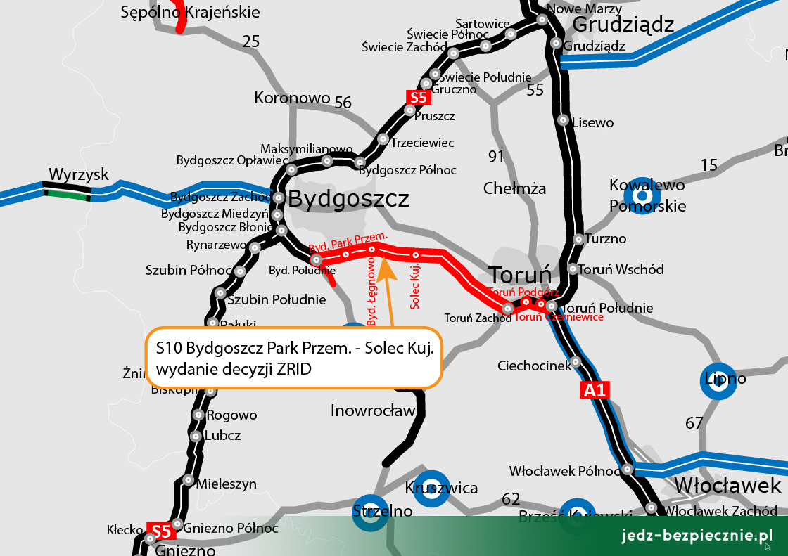Polskie drogi – wydanie decyzji o Zezwoleniu na realizację inwestycji drogowej S10 Bydgoszcz Park Przemysłowy - Solec Kujawski